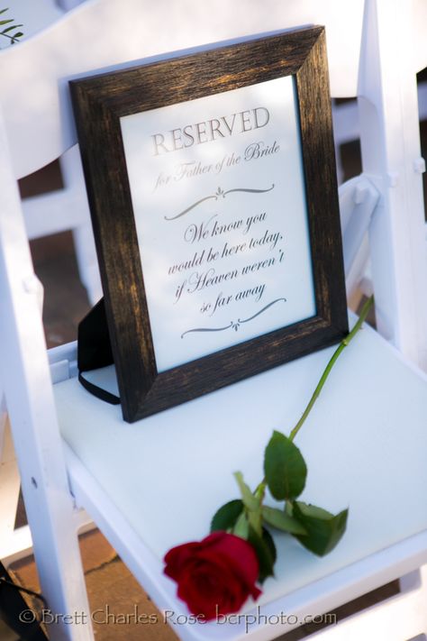 Wedding seats reserved for loved ones they lost. Wedding Ceremony Lost Loved Ones, Reserved Seats For Passed Loved Ones, Angel Seat At Wedding, Reserved For Loved Ones Wedding, Reserving Seats At Wedding, Seats For Loved Ones At Wedding, Lost Family Members Wedding, Grandparent Remembrance Wedding, Reserved Wedding Seat