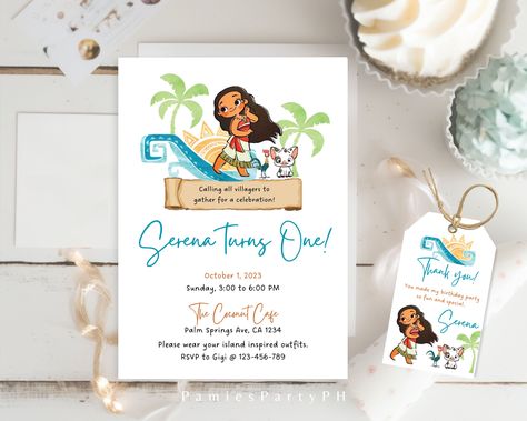 Moana Birthday Party Invitations, Moana Invitation, Moana Birthday Invitation, Only You, Invitation Minimalist, Tropical Invitations, Moana Birthday Party, Moana Birthday, 6th Birthday Parties