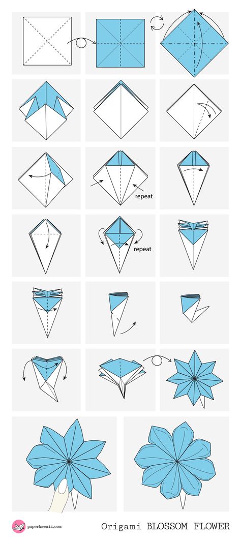 Origami Blossom Flower Diagram 0 Origami Blossom, Origami Lily, Easy Origami Flower, Origami Flowers Tutorial, Origami Diagrams, Creative Origami, Tutorial Origami, Origami Bookmark, Cute Origami