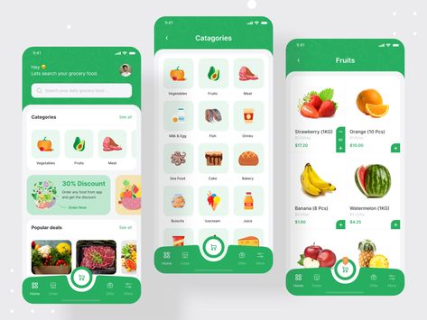 Mobile App Design Templates, การ��ออกแบบ Ui Ux, Grocery Shopping App, Grocery Delivery App, Food Web Design, Ui Ux 디자인, Ux App Design, Grocery Store Design, Desain Ui