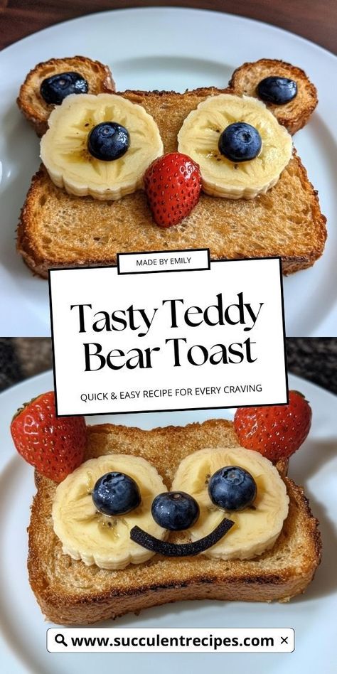 Turn your breakfast into a fun and cute treat with this teddy bear toast! Topped with peanut butter, banana slices, and blueberries, this toast is not only adorable but also a wholesome and delicious way to start the day. Teddy Bear Toast, Bear Toast, Fun Breakfast, Banana Slices, Banana Slice, Kids Food, Peanut Butter Banana, Toast Recipes, Nut Butter