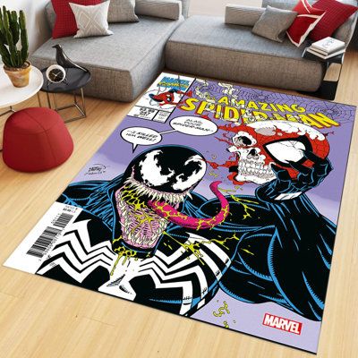 This durable area rug will surely make a style statement in any room. Add playful, colorful, or stylish graphics to effortlessly match your aesthetics. This area rug features hemmed edges and a coated backing, ready for any flat-lay design. | Area Rug - TeexCorp Amazing Spiderman Rug, Spiderman Rug, Comics Cartoon Cover Rug, Room Rug, Home Decor, Gift For Boys Girl, Cool Area Rug, Old Fashion Rug | Wayfair Spiderman Rug, Cartoon Rug, Boys Rug, Spiderman Spiderman, Boys Room Rugs, Graphic Rug, Girl Cool, Boys Girl, Rug Kids