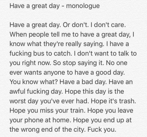 monologue - female/male - comedy Comedy Monologues For Women, Comedic Monologues From Movies, Easy Monologues, Dramatic Monologues For Women, Movie Monologues Female, Angry Monologues, Acting Monologues To Practice, Comedic Monologues For Women, One Minute Monologues From Movies