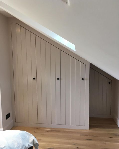 Loft Conversion Wardrobes, Alcove Wardrobe, Loft Conversion Bedroom, Alcove Storage, Attic Bedroom Storage, Eaves Storage, Attic Wardrobe, Bedroom Built Ins, Loft Storage