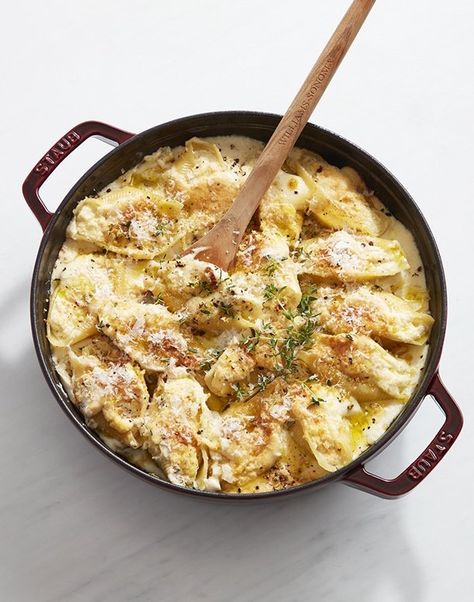 Cacio e Pepe-Stuffed Shells with Crispy Bread Crumbs Autumn Dinner Party, Crispy Bread, Jumbo Pasta Shells, Pasta Shells, Stuffed Pasta Shells, Fall Dinner, Stuffed Shells, Williams Sonoma, Bread Crumbs