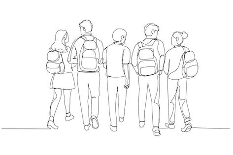 Group Of Friends Drawing, School Students Drawing, Student Doodle, Classroom Illustration, Drawing Student, Student Illustration, Students Drawing, Book Pic, Class Drawing