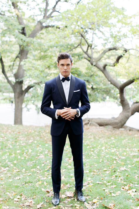 6 Must Have Tuxedo Accessories By Every Man Navy Tux, Pose Pengantin, Navy Shawl, Formal Wedding Attire, Wedding Tux, Black Suspenders, Blue Tuxedos, Tuxedo Wedding, Groomsmen Attire