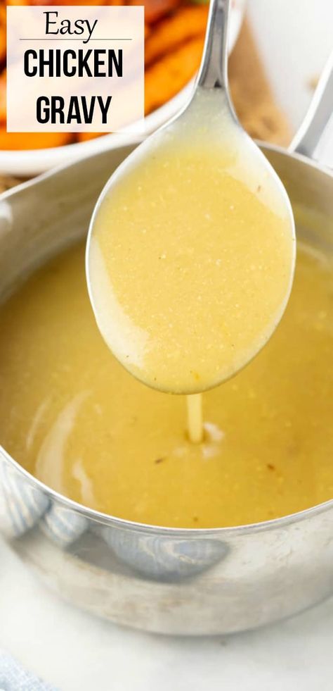 This homemade Chicken Gravy Recipe is easy to make with broth and no drippings! If you like to make your gravy from drippings, this is recipe easy to adapt to include them. Serve this with biscuits, mashed potatoes, casseroles, and more! #comfortfood #homemadegravy #sidedishrecipe Best Chicken Gravy, Chicken Gravy From Broth, Gravy From Drippings, Easy Chicken Gravy, Homemade Chicken Gravy, Turkey Gravy From Drippings, Homemade Gravy Recipe, Easy Gravy Recipe, Chicken Gravy Recipe