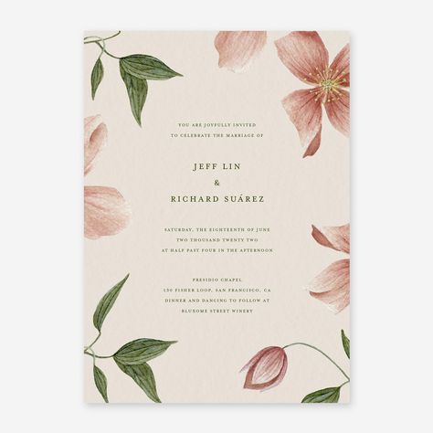 Wedding Invites Floral, Floral Invitation Design, Wedding Invatations, Wedding Invitation Floral, Classic Typography, Saint Paul Minnesota, Bridal Gift Wrapping Ideas, Classic Invitation, Watercolor Wedding Invitation