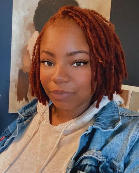 Short Ginger Locs, Auburn Locs Black Women, Ginger Locs Black Women, Auburn Locs, Locs Starting, Copper Locs, Color Locs, Marley Locs, Dreads Black Women