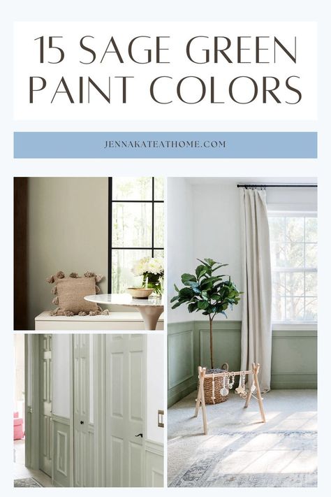 Looking to freshen up your home? Check out these sage green paint colors from Sherwin Williams and Benjamin Moore. Whether it’s for a sage green bedroom, nursery, kitchen, or living room, these sage green wall paint ideas are perfect. Trust me, the best green paint colors for sage green painted walls can really add a calming vibe to any room. Green Hallway Paint, Green Wall Colors, Sage Green Wall Paint, Sage Green Paint Colors, Green Paint Colors Bedroom, Best Green Paint Colors, Green Wall Paint, Green Interior Paint, Sage Paint Color