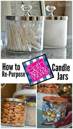 Cute Diy Crafts, Repurpose Candle Jars, Kerajinan Diy, Candle Jar Diy, Bath & Body Works, Bath Body Works Candles, Old Candles, Diy Event, Wine Bottle Diy Crafts