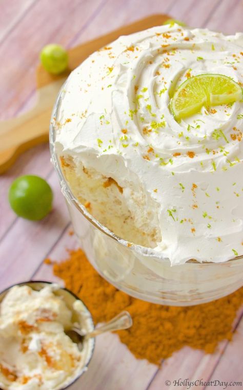 Key Lime Trifle - HOLLY'S CHEAT DAY Whipped Cream Pound Cake, Key Lime Trifle, Fruit Whipped Cream, Angel Food Cake Trifle, Key Lime Tart, Key Lime Tarts, Key Lime Desserts, Lime Tart, Lime Desserts