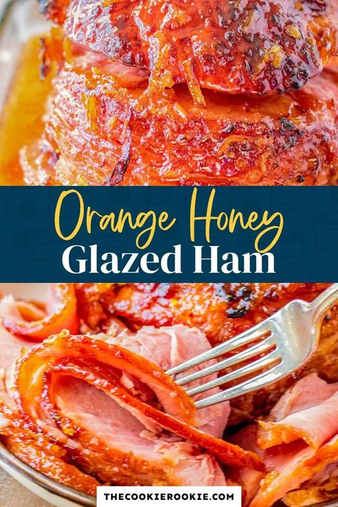 Add some flavor to your holiday ham with this delicious and simple orange and honey glaze. Wonderfully sweet and tangy, it's such an effortless way to impress your friends and family! Brown Sugar Ham Recipes, Honey Ham Recipe, Honey Glazed Ham Recipe, Orange Glazed Ham, Honey Ham Glaze Recipe, Easter Side Dishes Recipes, Ham And Potato Soup, Ham Glaze Recipe, Honey Glazed Ham