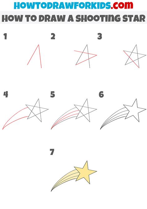 How To Draw Moon And Stars, How To Draw Galaxy Step By Step, How To Draw Planets Step By Step, How To Paint A Star, Easy Star Drawings, How To Draw A Star Step By Step, How To Draw Stars, How To Draw A Star, Shooting Star Drawing