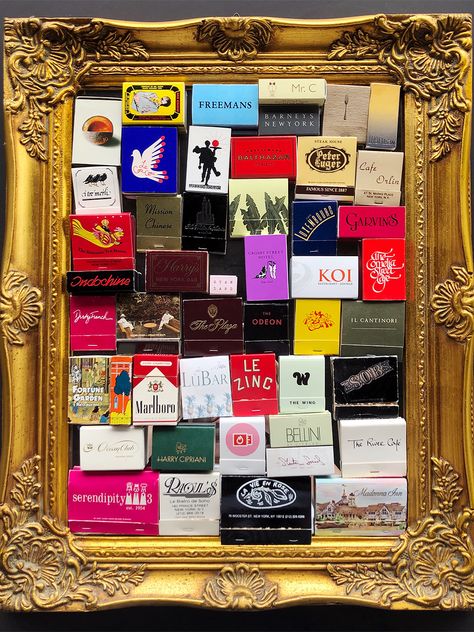 I Turned My Match-Hoarding Habit Into a Technicolor Instagram Page Loft Apartment Designs, New York Bar, Instagram Community, Nick Nacks, Matchbook Art, Matchbox Art, Culture Shock, Exclusive Home, Artwork For Home