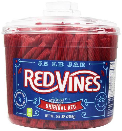 Amazon.com : Red Vines- Original Red Twists, 5.5lb Tub : Licorice Candy : Grocery & Gourmet Food Red Twists, Usa Dessert, Gummy Sweets, Licorice Candy, Usa Food, Red Vines, Grocery Foods, Red Food, Favorite Candy