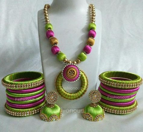 Silk Thread Earrings Designs, Silk Thread Necklace, Silk Thread Bangles Design, Silk Thread Earrings, Thread Bangles Design, Silk Jewelry, Thread Necklace, Silk Thread Jewelry, Silk Thread Bangles