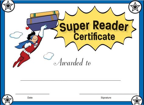 Homeschool Awards, Reading Awards Certificate, Reading Certificate, Reading Certificates, Read A Thon, Student Certificates, Super Reader, Reading Incentives, Superhero Classroom Theme