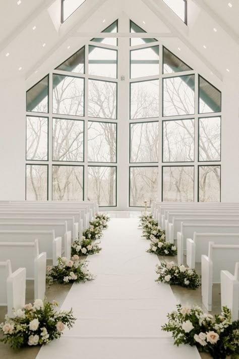 Aisle Meadows, Church Wedding Decorations Aisle, Simple Church Wedding, Ceremony Decorations Church, Church Aisle Decorations, Wedding Church Aisle, Wedding Aisle Runner, Church Aisle, Glass Chapel