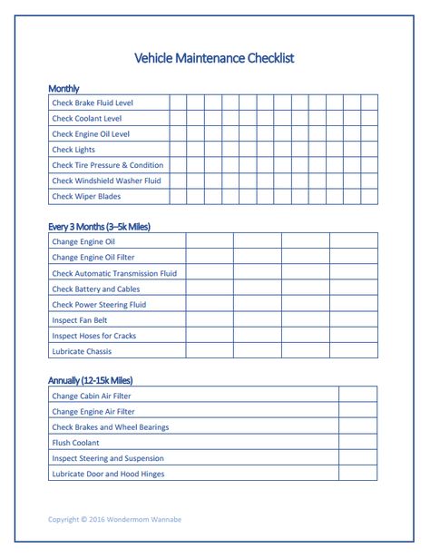 Vehicle Maintenance Checklist Vehicle Maintenance Log, Free Family Printables, Car Checklist, Car Care Tips, Home Maintenance Checklist, Maintenance Checklist, Vehicle Maintenance, Home Management Binder, Car Essentials