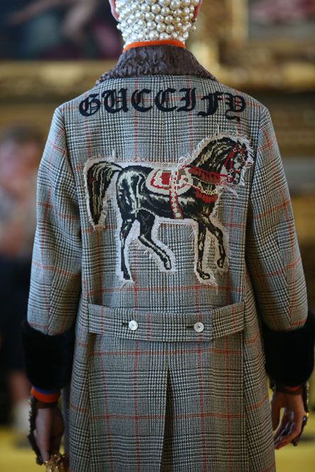 Gucci Cruise 2018 "Guccify" | Go on my blog linked on my instagram Check Embroidery, 1950s Jacket Mens, Customised Denim Jacket, Gucci Cruise, Cargo Jacket Mens, Green Cargo Jacket, Patches Fashion, Upcycled Fashion, Fashion Advertising