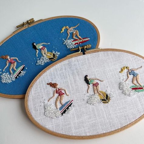 Surfer Embroidery, Surfer Girls, 자수 디자인, Embroidery And Stitching, Needle And Thread, Embroidery Hoop, Style Board, All Rights Reserved, Art Diy