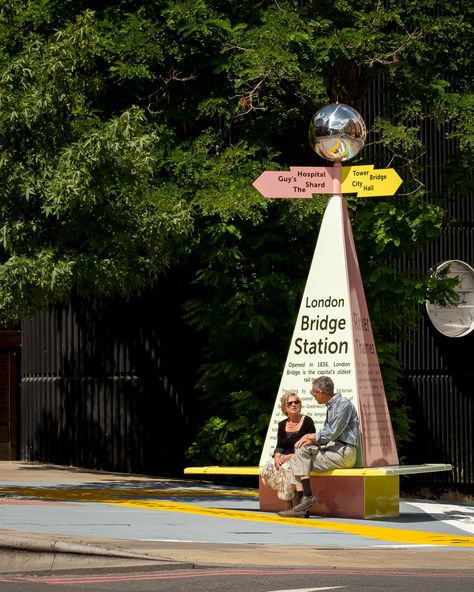 Tooley Street Triangle is a fun wayfinder for London Festival of Architecture Fun Signage, Architecture Series, Street Installation, London Buildings, Scale Map, Wayfinding Design, Signage System, Wayfinding Signage, Street Names