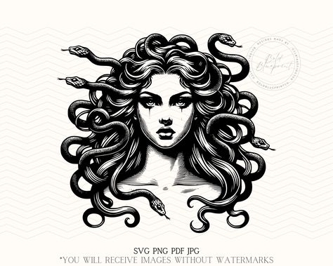 Medusa Clipart, Snake Svg, Gothic Svg, Medusa Snake, Snake Hair, Sublimation Cricut, Snake Head, Sweaters Hoodies, Adobe Suite