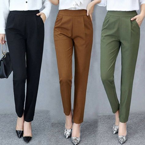 Product Description * Item:Women High Waist Cigarette Pants Office Work Casual Tapered Long Slim Trousers * Condition: 100% Brand New * Color: Black, Caramel, Green * Size:Asian M-3XL * Package:1pc Pants(without any accessories ）    Please note: 1.Please allow a little error due to manual measurement. 2.The color maybe a little difference because of the light,screen reflection etc. 3.If you are not sure what size to choose, you can tell us your height and weight, we will recommend the right size Seluar Wanita, Seluar Slack, Women High Waist Pants, Baju Kahwin, Looks Kate Middleton, Celana Fashion, Harem Jeans, Office Pants, Trousers Casual