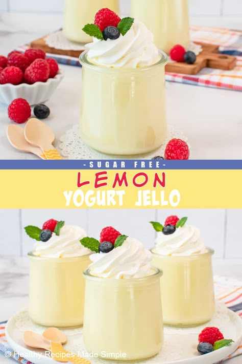 Say goodbye to unnecessary calories and hello to a delicious low-sugar treat! Indulge in our refreshing lemon yogurt Jello, made with your health in mind. It's the perfect choice for those watching their sugar intake. Sugar Free Jello And Greek Yogurt, Jello Yogurt Recipes, Sugar Free Jello Recipes, Greek Yogurt Jello, Lemon Yogurt Recipe, Yogurt Jello, Healthy Jello, Jello Yogurt, Lemon Desserts Healthy