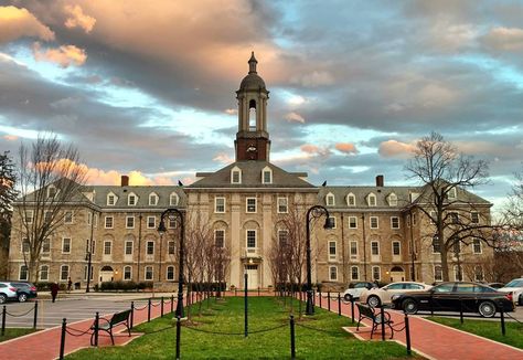 Cotton candy skies accompany a beautiful springtime sunset over Old Main at Penn State, University Park campus. Penn State College, Aesthetics Art, Stages Of Sleep, Rice University, Pennsylvania State University, Online Mba, Penn State University, Cognitive Science, University Of Connecticut