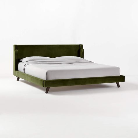 Julia King Bed | CB2 Contemporary Bed Frame, Headboard Art, Made Bed, Modern Beds, Hardwood Plywood, Master Bedding, Bed Frames, King Bed, Cleaning Upholstery