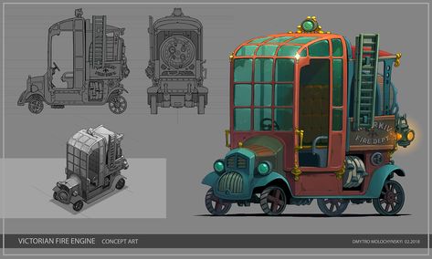 Steampunk Props Concept Art, Vehicle Design Concept Art, Prop Design Concept Art, Concept Art Props, Vehicle Concept Art, 2d Texture, Steampunk City, Props Design, Concept Draw