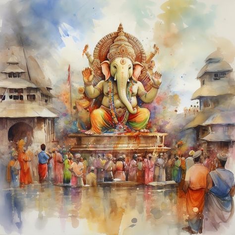 Ganpati Background, Ganpati Visarjan, Ganesh Festival, Festival Paint, Ganpati Festival, Ganesh Chaturthi Images, Ganesh Ji, Ganesh Images, Ganesha Painting