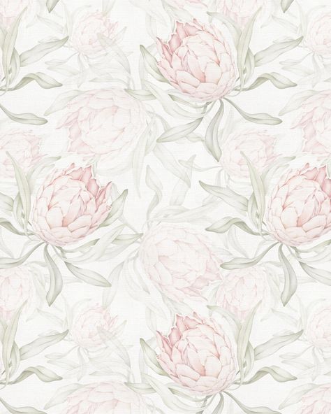 Paradise Protea in Soft Pink & Sage Green Wallpaper, Get ready to experience the beauty of transforming your home with Olive et Oriel wallpaper! Offering a diverse range of designer wallpapers online in three luxurious finishes, you will find the perfect wallpaper to match your style and vision. What's even more exciting is that Olive et Oriel provides complimentary customisations on the colour and scale of almost our entire catalogue to ensure your wallpaper is just the way you want it. With th Pink Kids Bedrooms, Bedroom Wallpaper Ideas, Pink And Green Wallpaper, Pink Floral Wallpaper, Sage Green Wallpaper, Blush Wallpaper, Pink Flowers Wallpaper, Large Scale Wallpaper, Latest Wallpapers