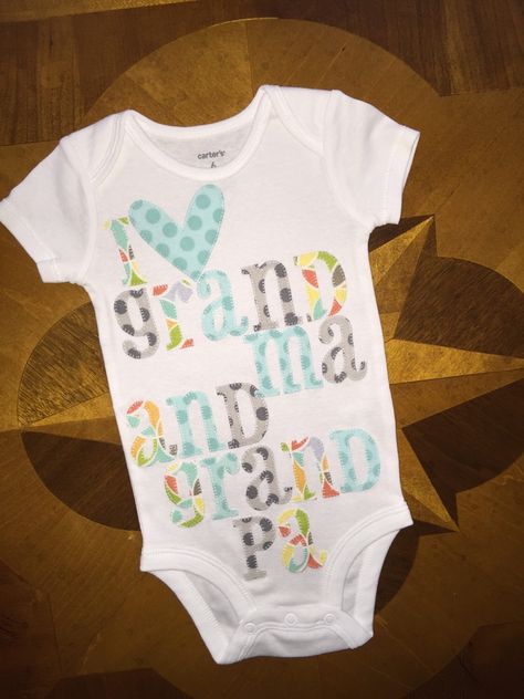 A personal favorite from my Etsy shop https://www.etsy.com/listing/232447433/i-love-grandma-and-grandpa-onesie-in Grandpa Onesie, Grandma Onesie, Applique Onesie, Baby Messages, Gender Neutral Colors, Personalized Onesie, Custom Onesies, Handmade Baby Gifts, Tyler Tx