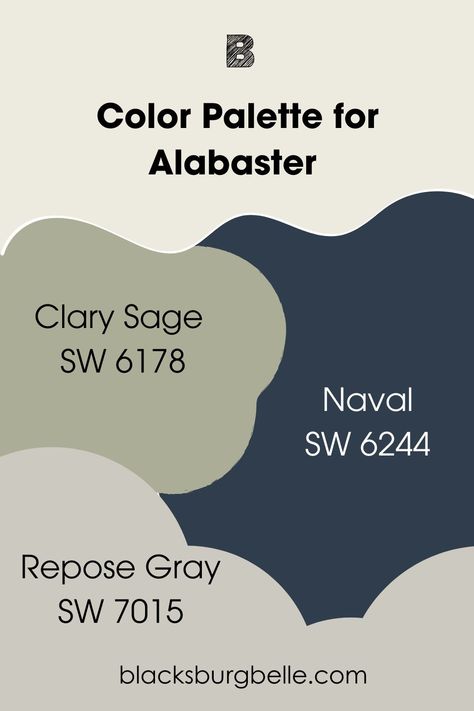 Clary Sage, Naval, and Repose Gray are colors I’ve picked to start you off on the journey of building a unique palette. You can add other colors, but use this as a guide to get there. Naval Color Palette Sherwin Williams, Business Office Color Scheme, Color Palette For Sage Green, Paint Color With Grey Flooring, Clary Sage Kitchen Walls, Navy And Green Color Palette Living Room, Repose Gray Palette, Clary Sage Complimentary Colors, Naval Sherwin Williams Color Scheme