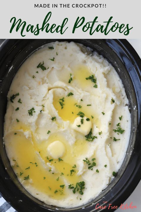 hese Crockpot Mashed Potatoes are 100% made in the crockpotÂ This is a step-by-step guide to cook your slow cooker mashed potatoes. Crockpot Red Mashed Potatoes, Mashed Potatoes In Crock Pot, Potatoes In Crock Pot, Slow Cooker Mashed Potatoes, Make Ahead Mashed Potatoes, Crockpot Mashed Potatoes, Cooking Thanksgiving Dinner, Roasted Garlic Mashed Potatoes, Crock Pot Potatoes