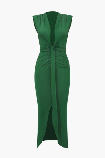 Dress Stores Online, Sleeveless Midi Dress, Green Midi Dress, Midi Dress Sleeveless, Sheer Fabrics, Black Midi Dress, Outfits Casuales, Deep V Neck, Long Tops