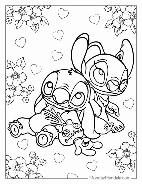 Lilo And Angel Coloring Pages, Disney Color By Number Printable Free, Disney Mandala Coloring Pages, Free Printable Coloring Pages For Adults Colouring Sheets, Stitch And Angel Coloring Pages, Disney Coloring Pages For Adults, Stitch Colouring, Lilo Y Stitch Dibujo, Lilo And Stitch Coloring Pages