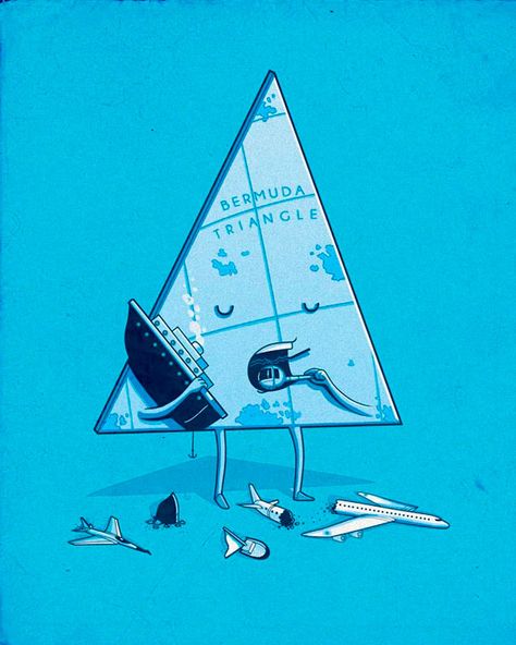 Art Part 11. Nacho Diaz. - Imgur Triangle Art, Bermuda Triangle, Cute Puns, Funny Illustration, Funny Drawings, Humor Grafico, Happy Drawing, Funny Doodles, Funny Puns