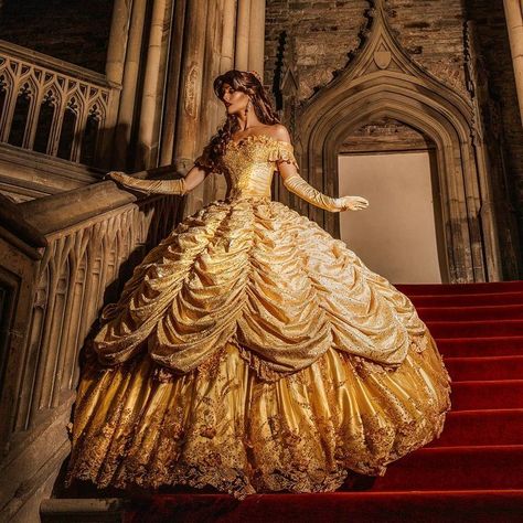 Belles Dress Beauty And The Beast, Disney Ball Gown, Disney Princess Gowns, Belles Dress, Beauty And The Beast Quince, Champagne Quinceanera Dresses, Light Blue Quince, Beauty And The Beast Dress, Belle Gown