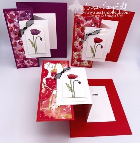 Cards With Flowers, Z Cards, Painted Poppies, Poppy Cards, Fancy Fold Card Tutorials, Fun Folds, Shaped Cards, Poppy Seed, Fancy Fold Cards