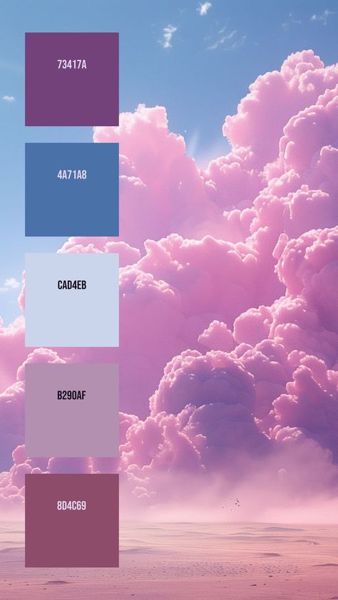 Colors:
73417A
4A71A8
CAD4EB
B290AF
8D4C69 Nice Colour Combinations, Desert Terrain, Surreal Landscape, Bright Blue Sky, Hex Color Palette, Twilight Sky, Color Schemes Colour Palettes, Alien Worlds, Model Paint