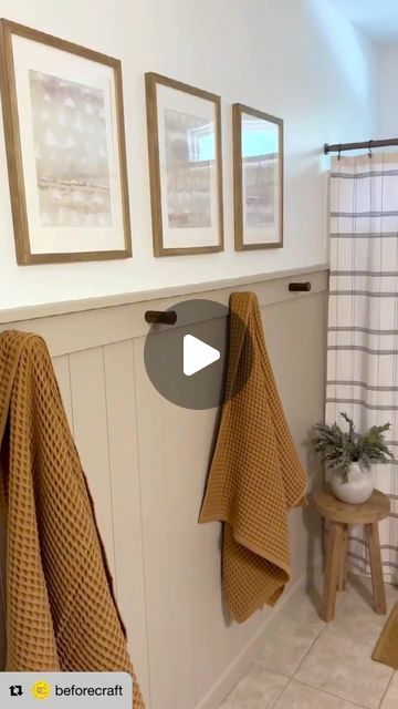 Interiors with Becky on Instagram: "Super easy DIY accent wall tutorial! A quick trip to Home Depot and you’ll be all set to go 🙌 

Once finished, can be painted either classic white or a bold color as a nice accent. 

Project done by @sharpesouthernhome 🥰

#beforeandafter #home #architectures #design #decoration #architect #homedecor #architecturaldigest #traditionalhome #luxuryhome #luxuryhomes #homemade #exteriordesign #renovation #dreamhome #interiordesign #beautifulhomes #homedecor #beforecraft #designbuild #diy #homedesign #shiplap #accentwall #taylorswift #interiors" Panel Wall In Bathroom, Diy Wall Shiplap, Wall Paneling In Bathroom, Half Wall Bathroom Ideas, Diy Board And Batten Wall Bathroom, Tan Shiplap, Accent Wall Bathroom Painted, Accent Wall Behind Toilet, Bathroom Shiplap Wall