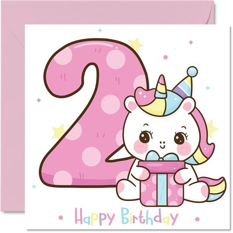 PRICES MAY VARY. MAKE THEM SMILE WITH THIS BEAUTIFUL GIRL'S BIRTHDAY CARD: This exceptional quality birthday card for her shows the design of a magical unicorn with balloons and the phrase "Happy Birthday". If you are looking for funny birthday cards for girls, then then this happy birthday card is bound to make them laugh. Not just for friendship gifts for women this could also be for Daughter, Granddaughter, Grandchild, Niece, Cousin, or Goddaughter. WHAT DO YOU GET: The card is printed on one Happy 2nd Birthday Girl, Diwali Greetings Images, 2nd Birthday Card, Unicorn Birthday Card, Unicorn Birthday Cards, Greetings Images, Diwali Greetings, Girl Birthday Cards, Girl 2nd Birthday