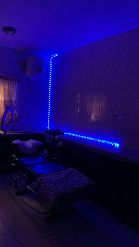 Lash room aesthetic #ledlightstrip #blueroom #lashroomdecor #lashbedtransformation Lash Room Aesthetic, Tech Room, Lash Room Decor, Lash Room, Lash Tech, Blue Led Lights, Blue Rooms, Led Light Strips, Room Aesthetic