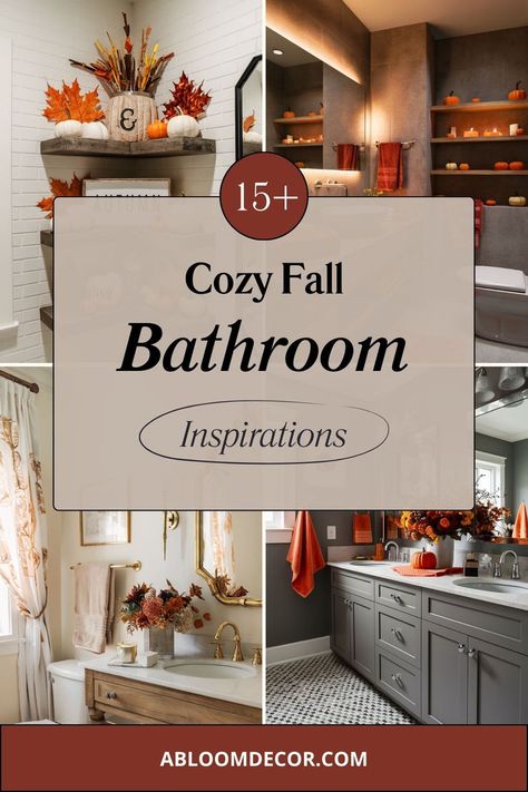 15+ Cozy Fall Bathroom Inspirations Thanksgiving Bathroom Decor, Autumn Bathroom Decor, Autum Decorations, Autumn Bathroom, Fall Bathroom Decor Ideas, Fall Bedroom Ideas, Fall Bathroom Decor, Cozy Fall Bedroom, Fall Bathroom