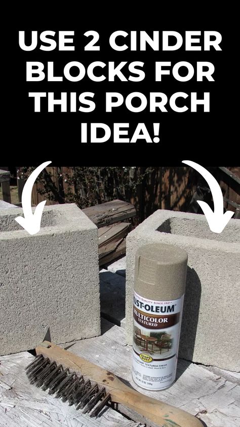 Transform your porch into a cozy outdoor living space with this creative DIY project! 🏡 Learn how to use just 2 cinderblocks and some paint to create a stylish decor element for your porch. Ready for your outdoor makeover? 💡 Click to see how! Ideas For Porch Decor, Diy Backyard Ideas On A Budget Cozy, Easy Porch Decor, Small Screened In Porch Decorating Ideas Cozy, Modern Farmhouse Front Porch Ideas, Large Porch Decorating Ideas, Country Porch Ideas, Painted Cinder Blocks, Back Porch Decorating